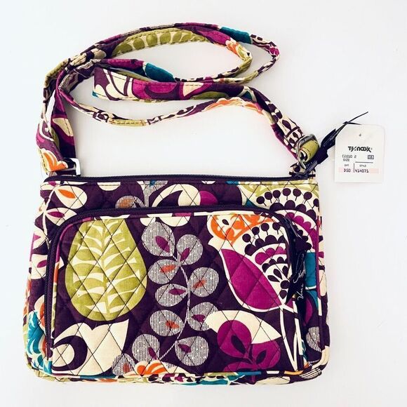 NWT Gorgeous Vera Bradley Floral Crazy Plum  Hipster Crossbody Bag w/Wallet comp - Picture 1 of 12